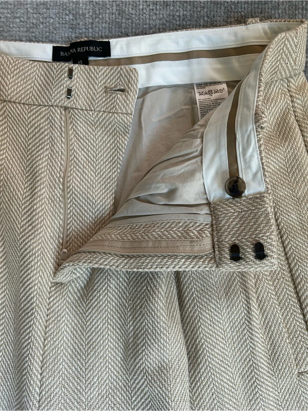 NWT Banana Republic Norfolk Wide-Leg High-Rise Linen-Cotton Pants, Size 10
